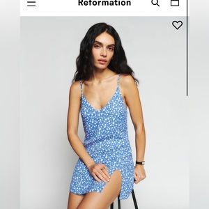 Reformation Blue Slip Dress Spaghetti Strap Mini
